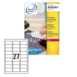 Etichette adesive L6114 - in poliestere - laser - permanenti - 63,5 x 29,6 mm - 27 et/fg - 20 fogli - bianco - Avery