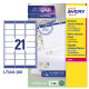 Etichette adesive L7160 - in carta - angoli arrotondati - permanenti - 63,5 x 38,1 mm - 21 et/fg - 100 fogli -  bianco - Avery