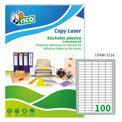 Etichette adesive LP4W - in carta - angoli arrotondati - laser - permanenti - 37 x 14 mm - 100 et/fg - 100 fogli - bianco - Tic