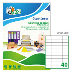 Etichette adesive LP4W - in carta - laser - permanenti - 52 x 30 mm - 40 et/fg - 100 fogli - bianco - Tico