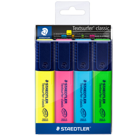 Evidenziatore Textsurfer Classic  - punta a scalpello - tratto da 1,0-5,0mm - astuccio 4 colori - Staedtler