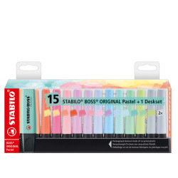 Evidenziatori Stabilo Boss Pastel - colori assortiti - tratto 2 - 5 mm - Stabilo - deskset 15 pezzi