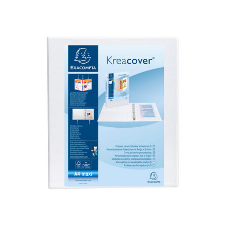 Exacompta Kreacover - Raccoglitore ad anelli - larghezza dorsale 44 mm - per A4 Maxi, 297 x 242 mm - bianco