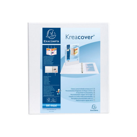 Exacompta Kreacover - Raccoglitore ad anelli - larghezza dorsale 60 mm - per A4 Maxi, 297 x 242 mm - bianco