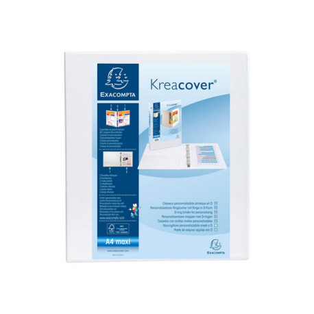 Exacompta Kreacover - Raccoglitore ad anelli - larghezza dorsale 70 mm - per A4 Maxi, 297 x 242 mm - bianco