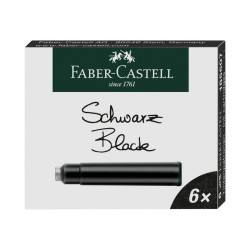 Faber-Castell - Cartuccia inchiostro - permanente - nero brillante - pacco da 6