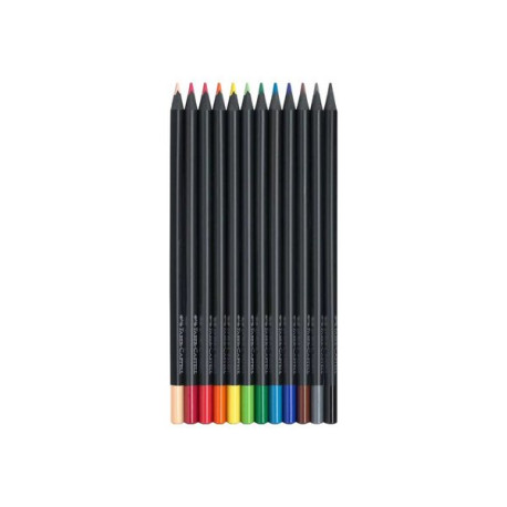 Faber-Castell Black Edition - Pastello colorato - colori assortiti brillanti (pacchetto di 12)