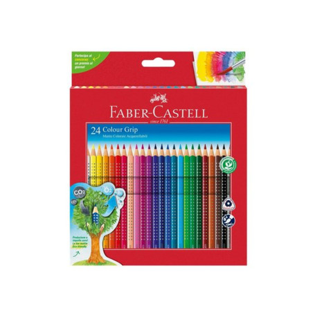 Faber-Castell Colour GRIP - Pastello colorato - acquerello - non permanente - colori assortiti (pacchetto di 24)