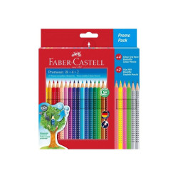 Faber-Castell Colour GRIP Promo Pack - Set di matite colorate e matite - colori assortiti, colori fluorescenti assortiti - 24 p