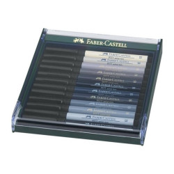 Faber-Castell PITT Artist Pen B - Penna con punta a pennello - permanente - colori grigi assortiti - nero indiano (pacchetto di