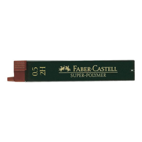 Faber-Castell Super-Polymer - Mina per matita - 2H - nero profondo - 0.5 mm (pacchetto di 12)