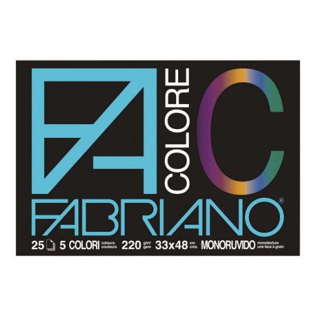 Fabriano Colore - Carta - 330 x 480 mm - 25 fogli - nero, blu, giallo, rosso, verde - 220 g/m²