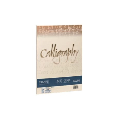 FAVINI HOME-OFFICE PRESTIGE Calligraphy - Tela - avorio - A4 (210 x 297 mm) - 200 g/m² - 50 fogli cartone