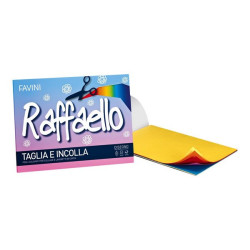 Favini Raffaello Taglia e Incolla - Carta - 240 x 330 mm - 50 fogli - 12 colori brillanti assortiti - 90 g/m²