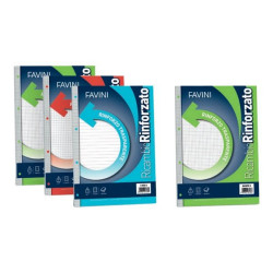 FAVINI school BASIC - Refill - A4 - 40 fogli / 80 pagine - bianco - a quadretti - 4 fori