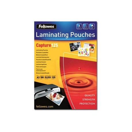 Fellowes Laminating Pouches Capture 125 micron - 125 micron - confezione da 100 - brillante - trasparente - A3 (297 x 420 mm) r