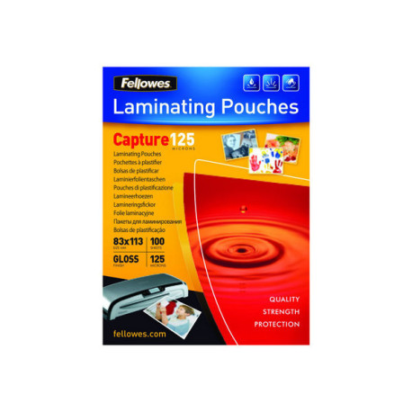 Fellowes Laminating Pouches Capture 125 micron - 83 x 113 mm rivestimento di plastificazione