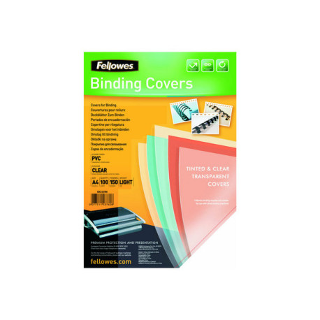 Fellowes Superclear PVC - A4 (210 x 297 mm) - 150 micron - trasparente - 100 pezzi copertina in PVC per rilegatura - per Fellow