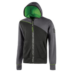 Felpa Jupiter - con cappuccio - taglia XXL - grigio/verde - U-Power