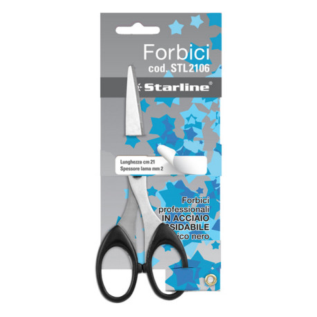 Forbici - 21 cm - lama in acciaio - impugnatura ABS - nero - Starline