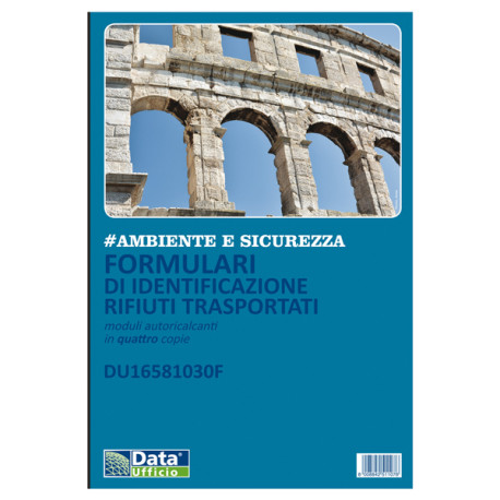 Formulario identificazione rifiuti - 25 x 4 copie autoricalcanti - f.to 29,7 x 21,5 cm - DU16581030F - Data Ufficio