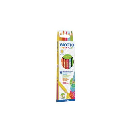 GIOTTO Mega Tri - Pastello colorato - colori fluorescenti assortiti - 5.5 mm (pacchetto di 6)