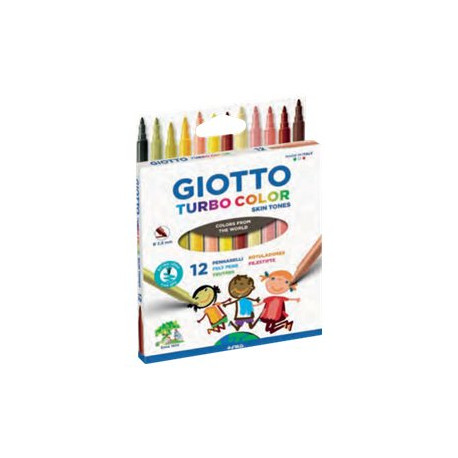 GIOTTO Turbo Color - Penna punta in fibra - colori assortiti nelle tonalità della pelle - 2.8 mm (pacchetto di 12)