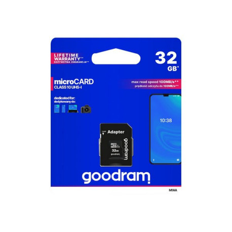 GOODRAM M1AA - Scheda di memoria flash (adattatore a SD in dotazione) - 32 GB - UHS-I / Class10 - UHS-I microSDHC