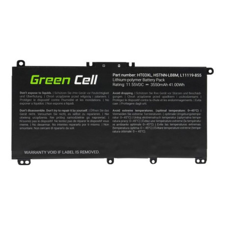 Green Cell - Batteria per portatile (equivalente a: HP HT03XL) - polimero di litio - 3 celle - 3550 mAh - nero - per HP 240 G7 