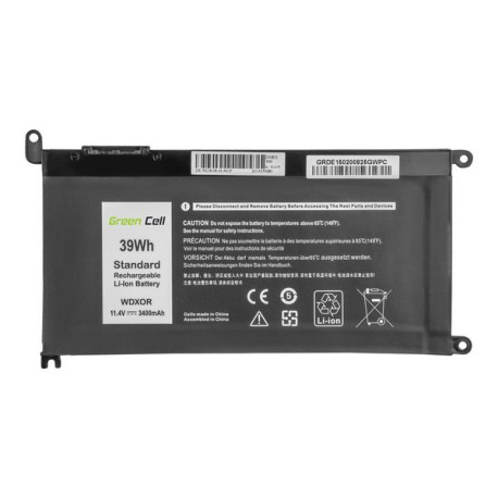 Green Cell - Batteria per portatile (standard) (equivalente a: Dell WDX0R) - polimero di litio - 3400 mAh - 39 Wh - nero - per 