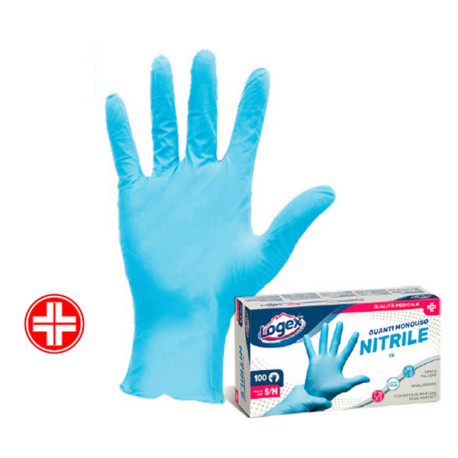 Guanti in nitrile non talcato - per uso medicale - taglia XL - azzurro - Logex Professional - scatola 100 pezzi