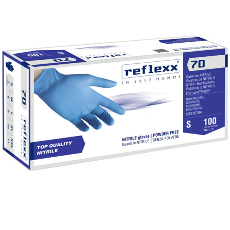 Guanti in nitrile R70 - senza polvere - tg XXL - azzurro - Reflexx - conf. 100 pezzi