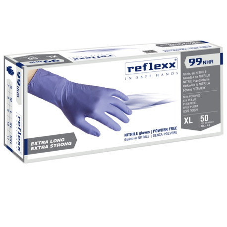 Guanti in nitrile ultra resist R99 - manichetta lunga - tg L - indaco - Reflexx - conf. 50 pezzi