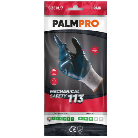 Guanti mechanical Safety Palmpro 113 - per ambienti oleosi - taglia XL - grigio/blu - Icoguanti