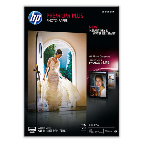 Hp - Confezione da 20 Fogli Carta originale fotografica Hp Premium Plus lucida - A4 - 210 x 297 mm - CR672A