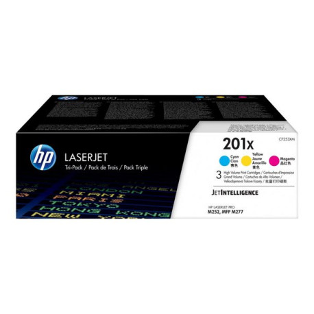 HP 201X - Confezione da 3 - Alta resa - giallo, ciano, magenta - originale - LaserJet - cartuccia toner (CF253XM) - per Color L