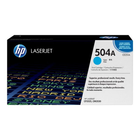 HP 504A - Ciano - originale - LaserJet - cartuccia toner (CE251A) - per Color LaserJet CM3530 MFP, CM3530fs MFP, CP3525, CP3525