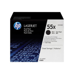 HP 55X - Confezione da 2 - Alta resa - nero - originale - LaserJet - cartuccia toner (CE255XD) - per LaserJet Enterprise MFP M5