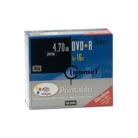 Intenso - 10 x DVD+R - 4.7 GB 16x - superfice stampabile con ink jet - Astuccio CD Slim