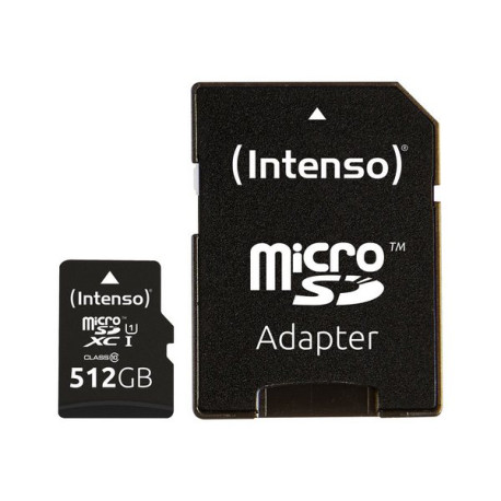 Intenso Premium - Scheda di memoria flash (adattatore da microSDXC a SD in dotazione) - 512 GB - UHS Class 1 / Class10 - UHS-I 