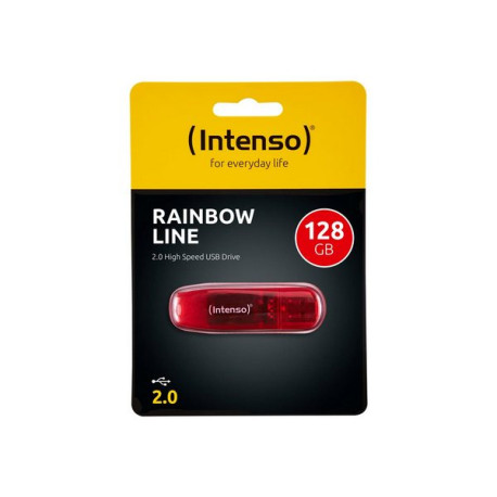 Intenso Rainbow Line - Chiavetta USB - 128 GB - USB 2.0 - rosso trasparente