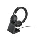 Jabra Evolve2 65 MS Stereo - Cuffie con microfono - on-ear - Bluetooth - senza fili - USB-A - isolamento dal rumore - nero - co