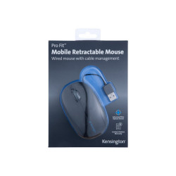 Kensington Pro Fit Retractable Mobile - Mouse - ottica - 3 pulsanti - cablato - USB - nero