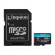 Kingston - Scheda di memoria flash (adattatore da microSDXC a SD in dotazione) - 256 GB - A2 / Video Class V30 / UHS-I U3 / Cla