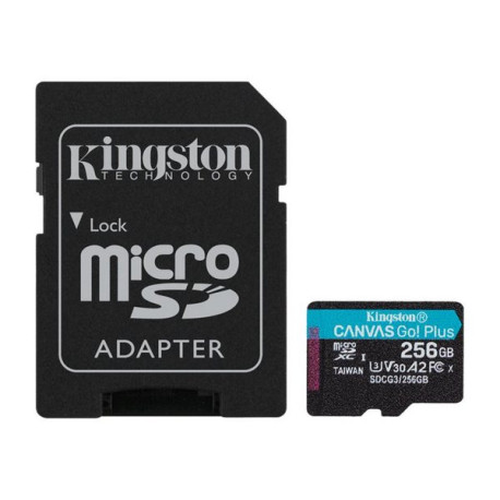 Kingston - Scheda di memoria flash (adattatore da microSDXC a SD in dotazione) - 256 GB - A2 / Video Class V30 / UHS-I U3 / Cla