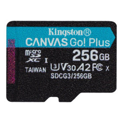 Kingston Canvas Go! Plus - Scheda di memoria flash - 256 GB - A2 / Video Class V30 / UHS-I U3 / Class10 - UHS-I microSDXC