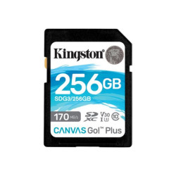 Kingston Canvas Go! Plus - Scheda di memoria flash - 256 GB - Video Class V30 / UHS-I U3 / Class10 - UHS-I SDXC