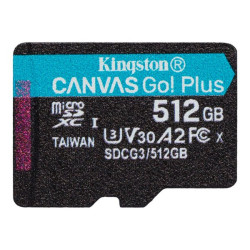 Kingston Canvas Go! Plus - Scheda di memoria flash - 512 GB - A2 / Video Class V30 / UHS-I U3 / Class10 - UHS-I microSDXC