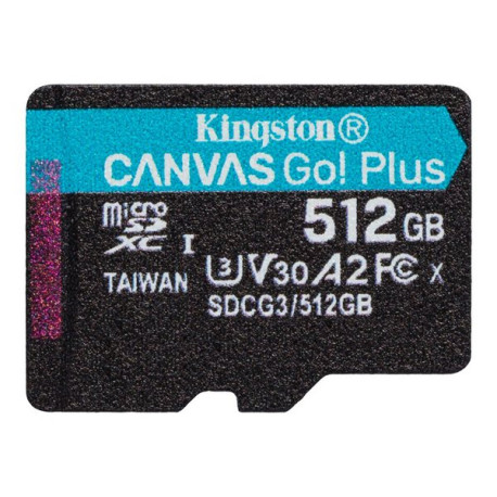 Kingston Canvas Go! Plus - Scheda di memoria flash - 512 GB - A2 / Video Class V30 / UHS-I U3 / Class10 - UHS-I microSDXC