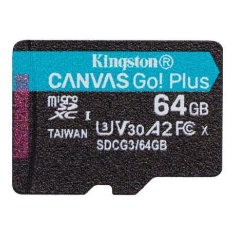 Kingston Canvas Go! Plus - Scheda di memoria flash - 64 GB - A2 / Video Class V30 / UHS-I U3 / Class10 - UHS-I microSDXC